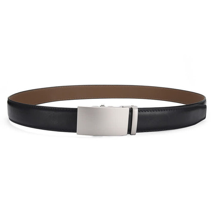Ceinture en cuir mat vierge à boucle automatique et motif craquelé