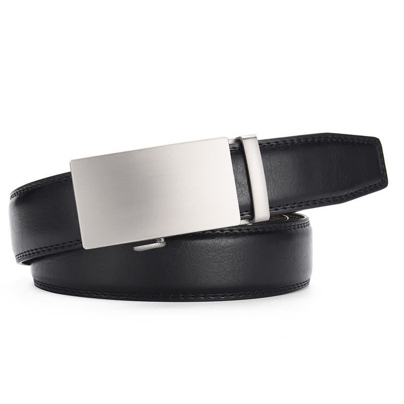 Ceinture en cuir mat vierge à boucle automatique et motif craquelé