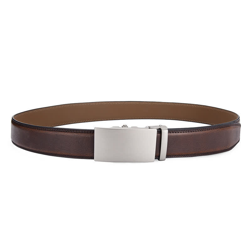 Ceinture en cuir mat vierge à boucle automatique et motif craquelé