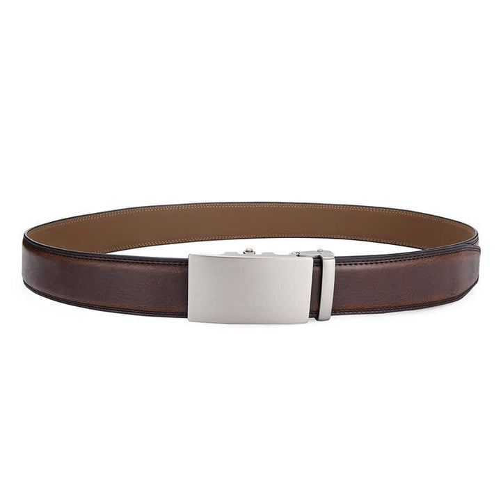 Ceinture en cuir mat vierge à boucle automatique et motif craquelé