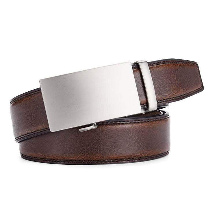 Ceinture en cuir mat vierge à boucle automatique et motif craquelé