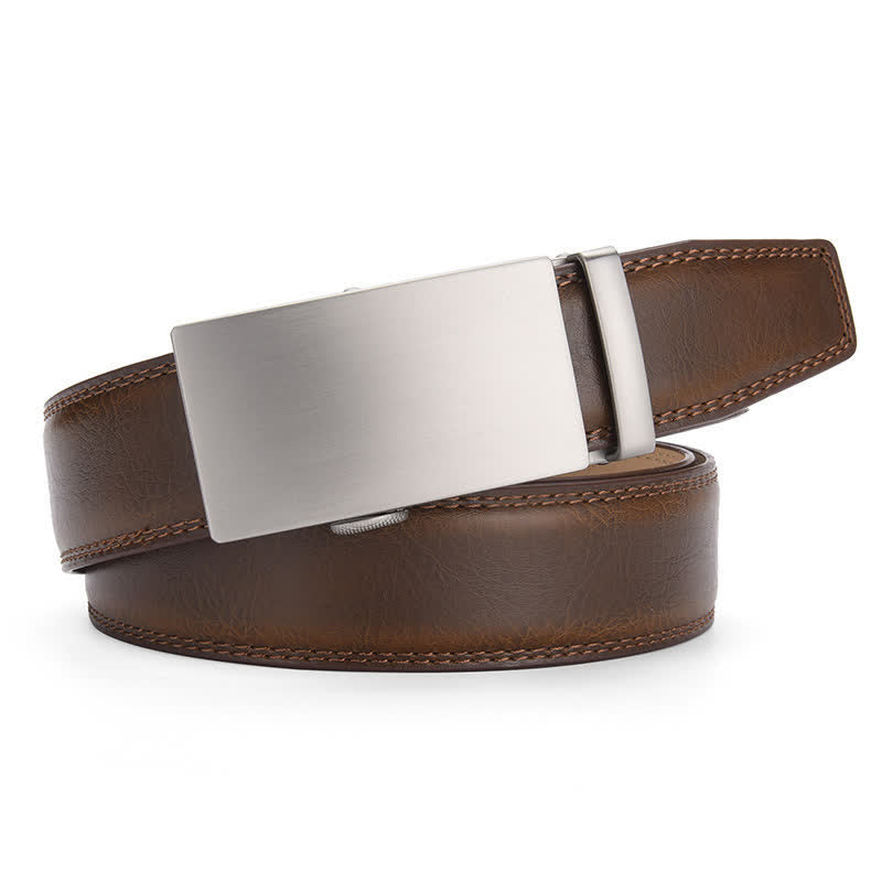 Ceinture en cuir mat vierge à boucle automatique et motif craquelé