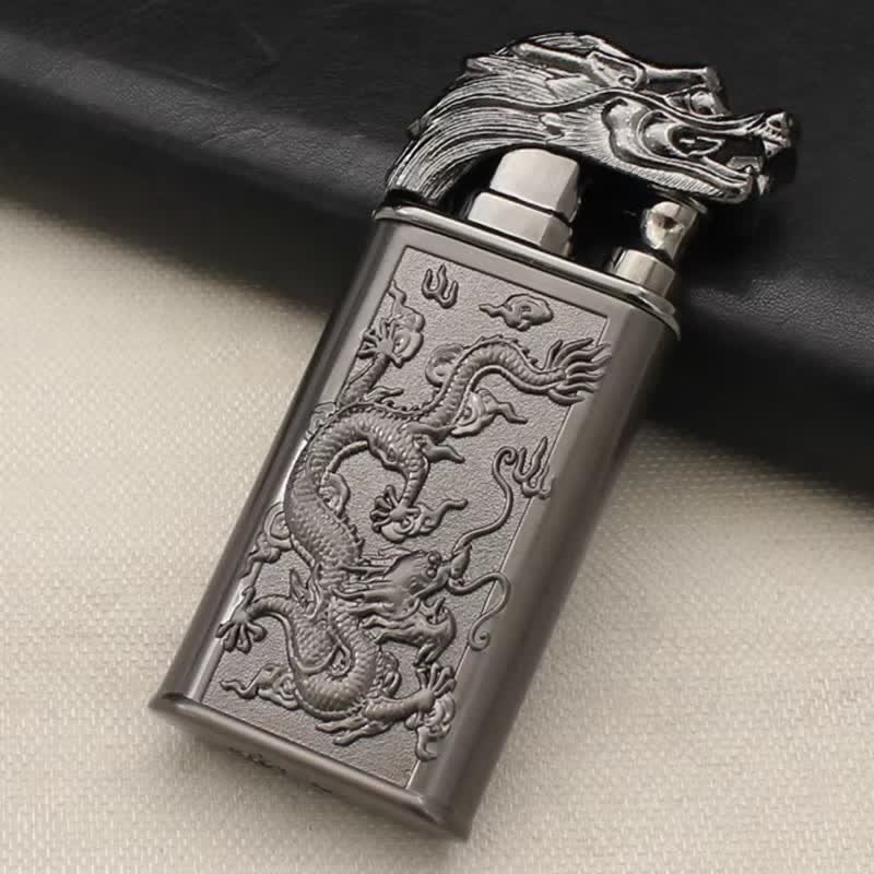 Briquet au butane rechargeable Relief Dragon Magic à double flamme