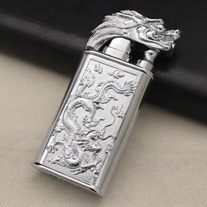 Briquet au butane rechargeable Relief Dragon Magic à double flamme