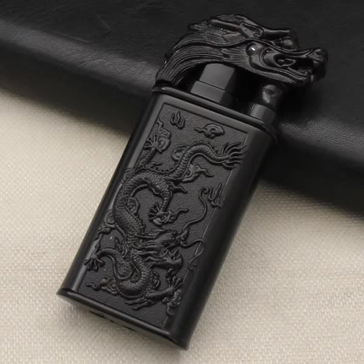 Briquet au butane rechargeable Relief Dragon Magic à double flamme