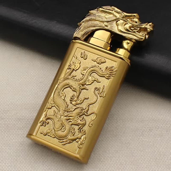 Briquet au butane rechargeable Relief Dragon Magic à double flamme