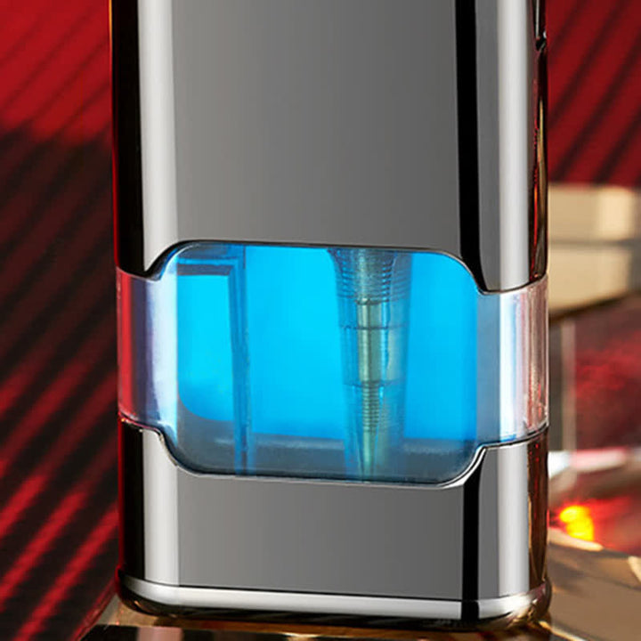 Briquet butane rechargeable à double flamme avec horloge et motif cheval