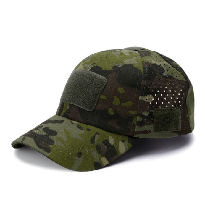 Casquette de baseball camouflage respirante avec trou pour lunettes Velcro