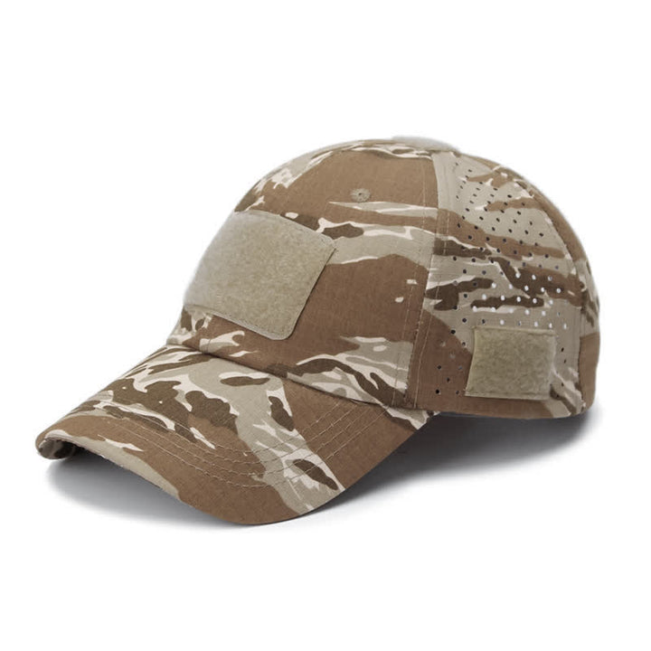 Casquette de baseball camouflage respirante avec trou pour lunettes Velcro