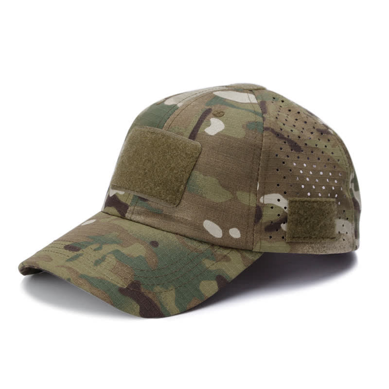 Casquette de baseball camouflage respirante avec trou pour lunettes Velcro