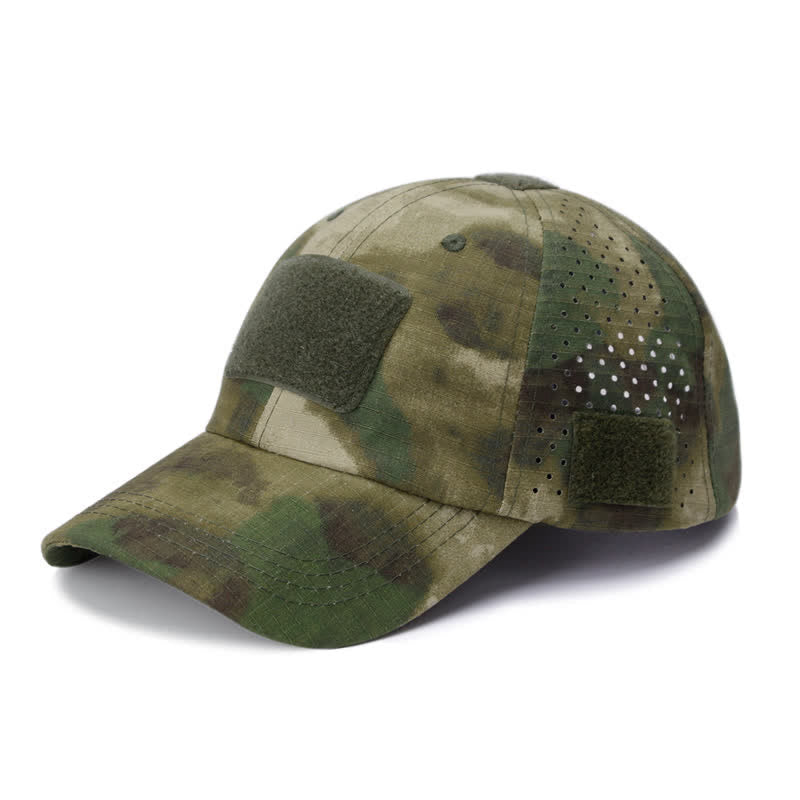 Casquette de baseball camouflage respirante avec trou pour lunettes Velcro