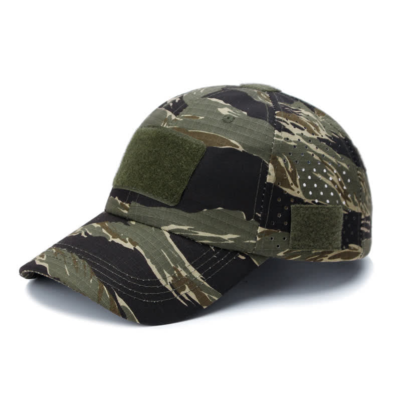 Casquette de baseball camouflage respirante avec trou pour lunettes Velcro
