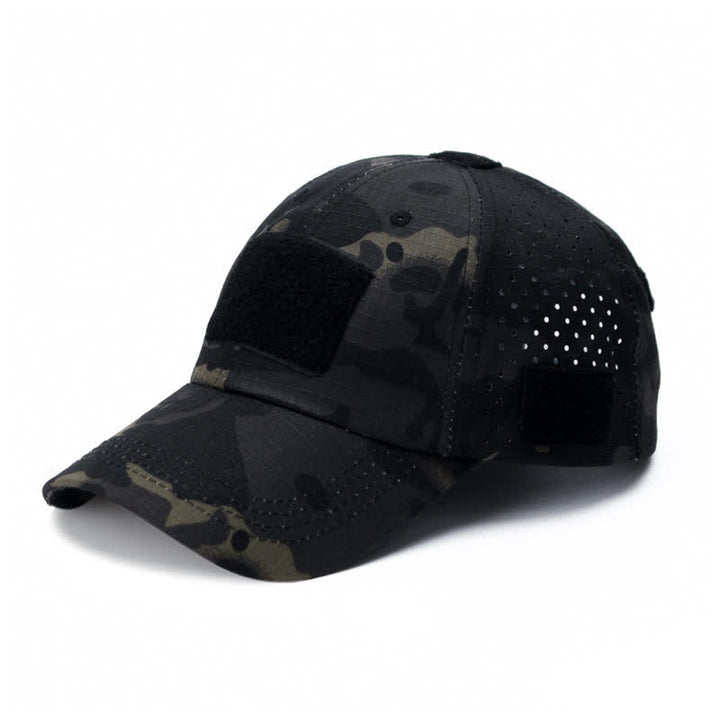Casquette de baseball camouflage respirante avec trou pour lunettes Velcro