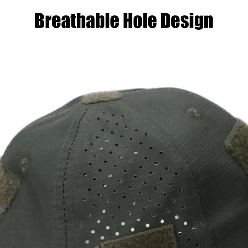 Casquette de baseball camouflage respirante avec trou pour lunettes Velcro