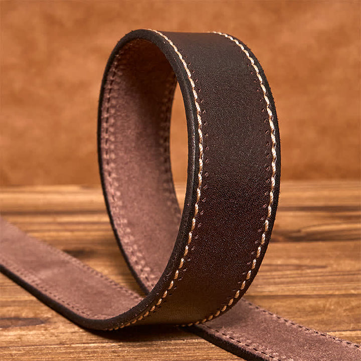 Ceinture en cuir de vachette cousue de luxe pour homme
