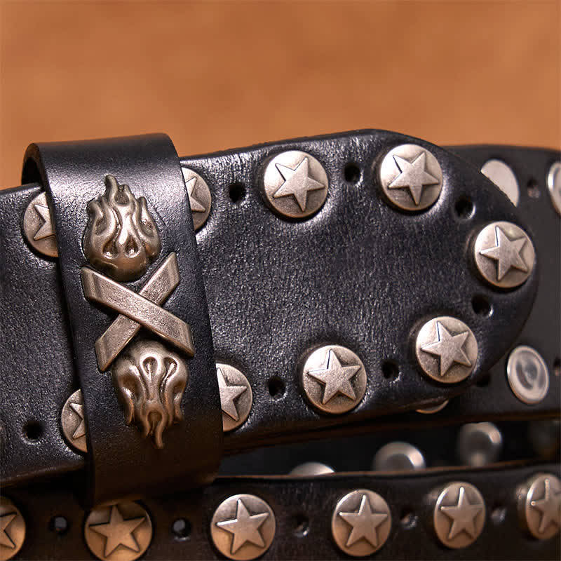 Ceinture en cuir cloutée faite main style punk biker
