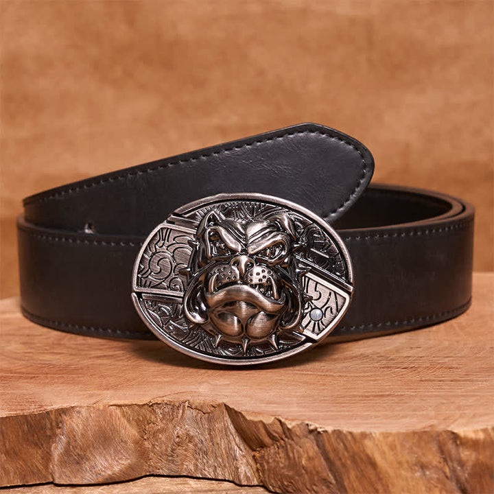 Ceinture en cuir pour homme avec couteau pliant caché Fierce Dog