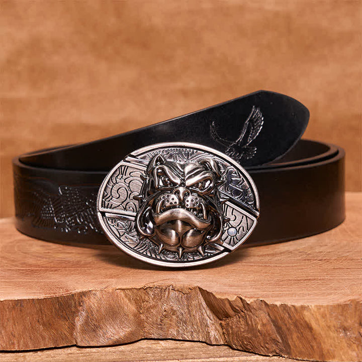 Ceinture en cuir pour homme avec couteau pliant caché Fierce Dog