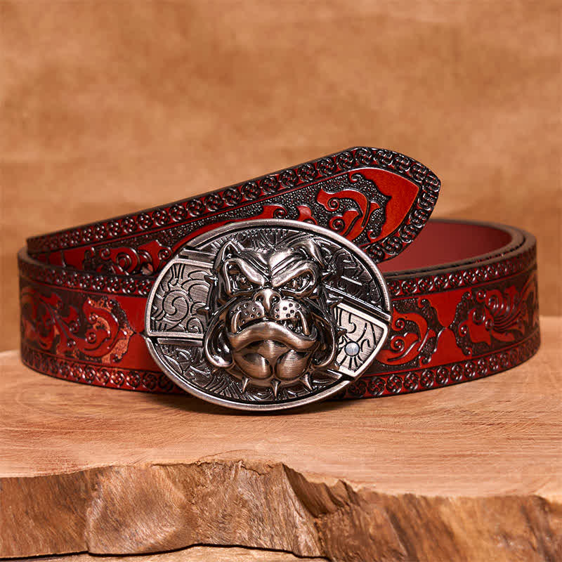 Ceinture en cuir pour homme avec couteau pliant caché Fierce Dog