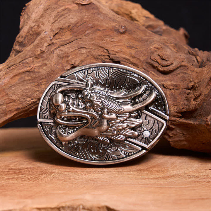 Ceinture en cuir pour homme avec couteau pliant caché en forme de tête de dragon