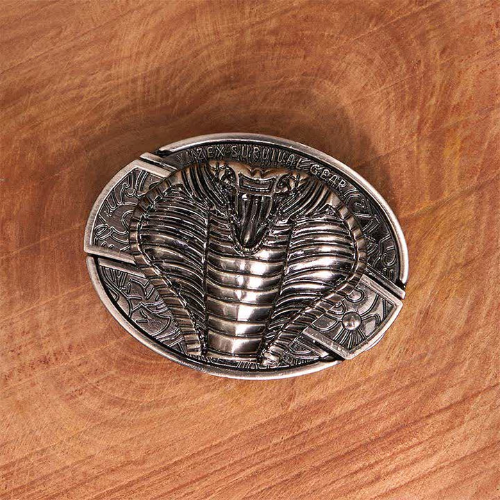 Ceinture en cuir pour homme avec couteau pliant caché cobra venimeux