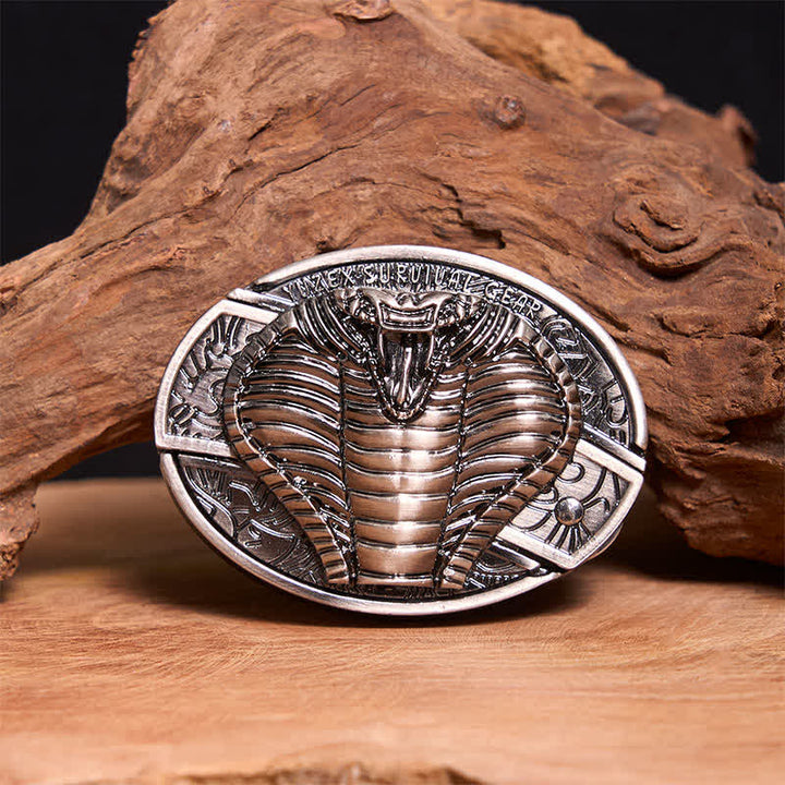 Ceinture en cuir pour homme avec couteau pliant caché cobra venimeux