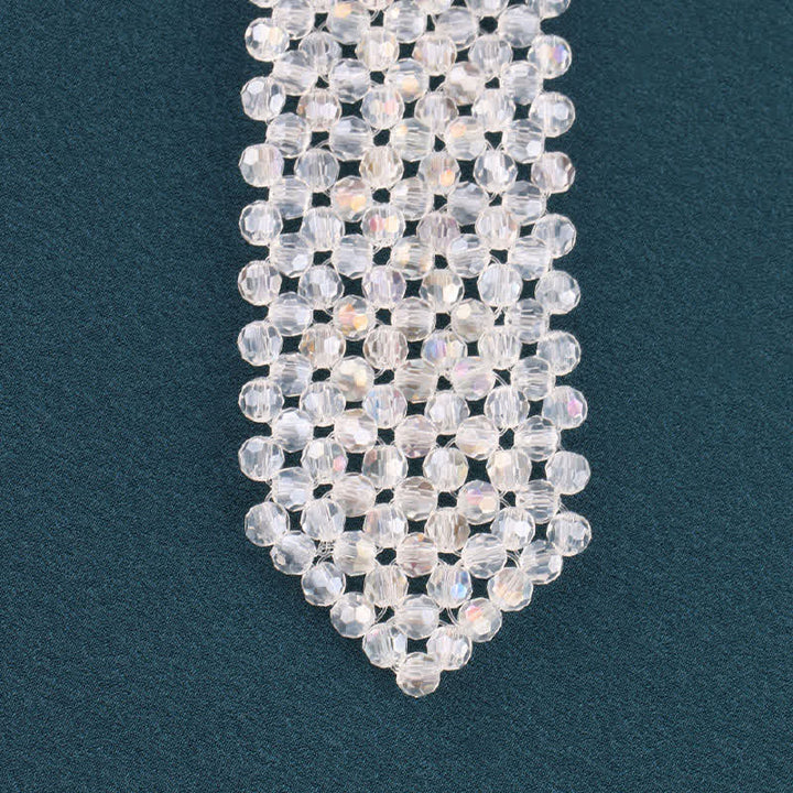Collier cravate créatif en cristal artificiel fait main
