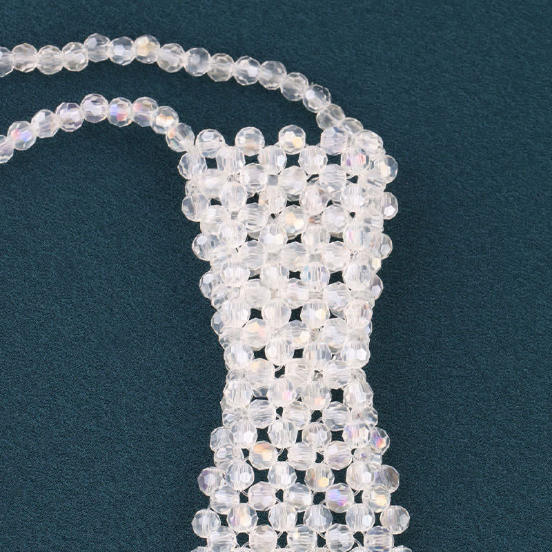 Collier cravate créatif en cristal artificiel fait main