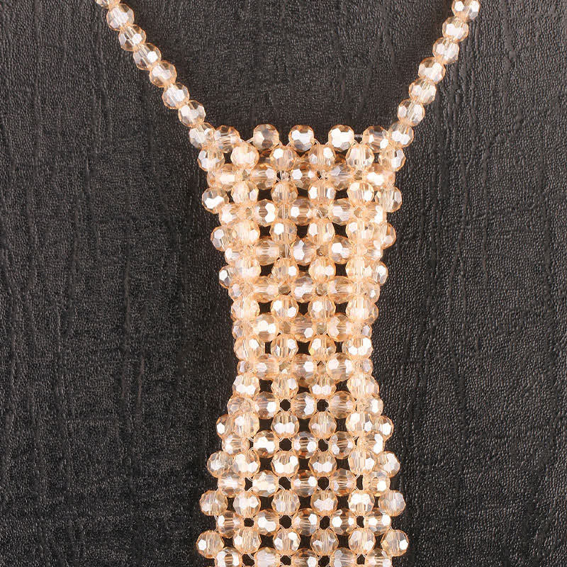 Collier cravate créatif en cristal artificiel fait main
