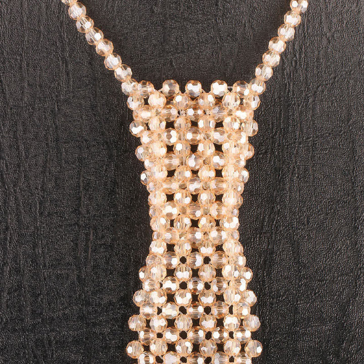 Collier cravate créatif en cristal artificiel fait main