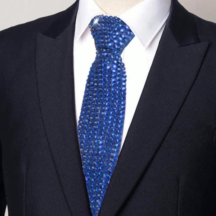 Cravate créative style diamant avec strass scintillants - Bleu - image 0
