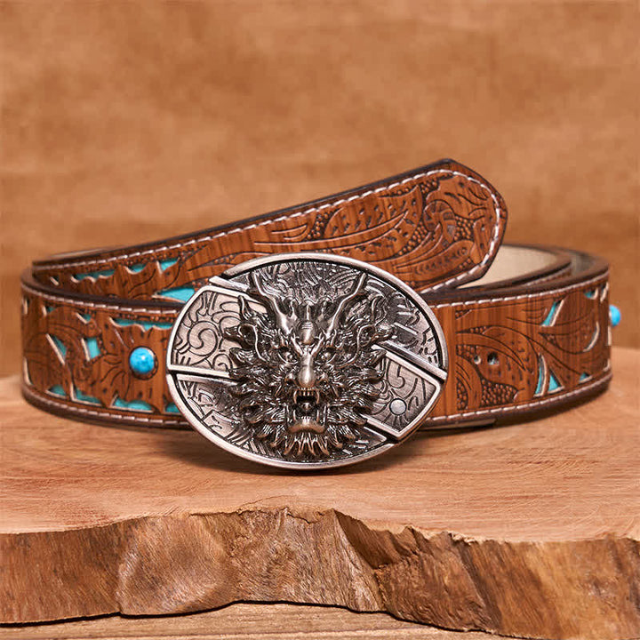 Ceinture en cuir pour homme avec couteau pliant caché Brave Dragon