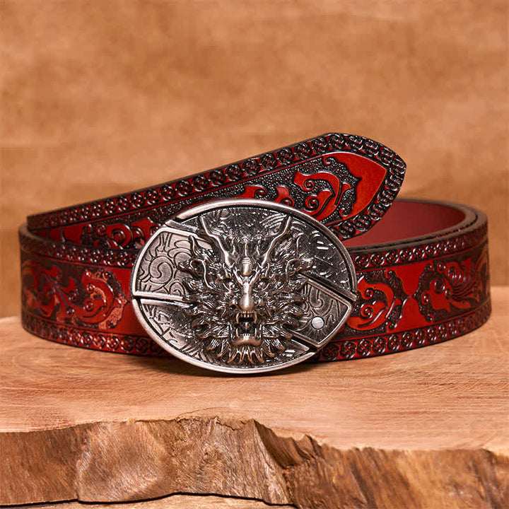 Ceinture en cuir pour homme avec couteau pliant caché Brave Dragon