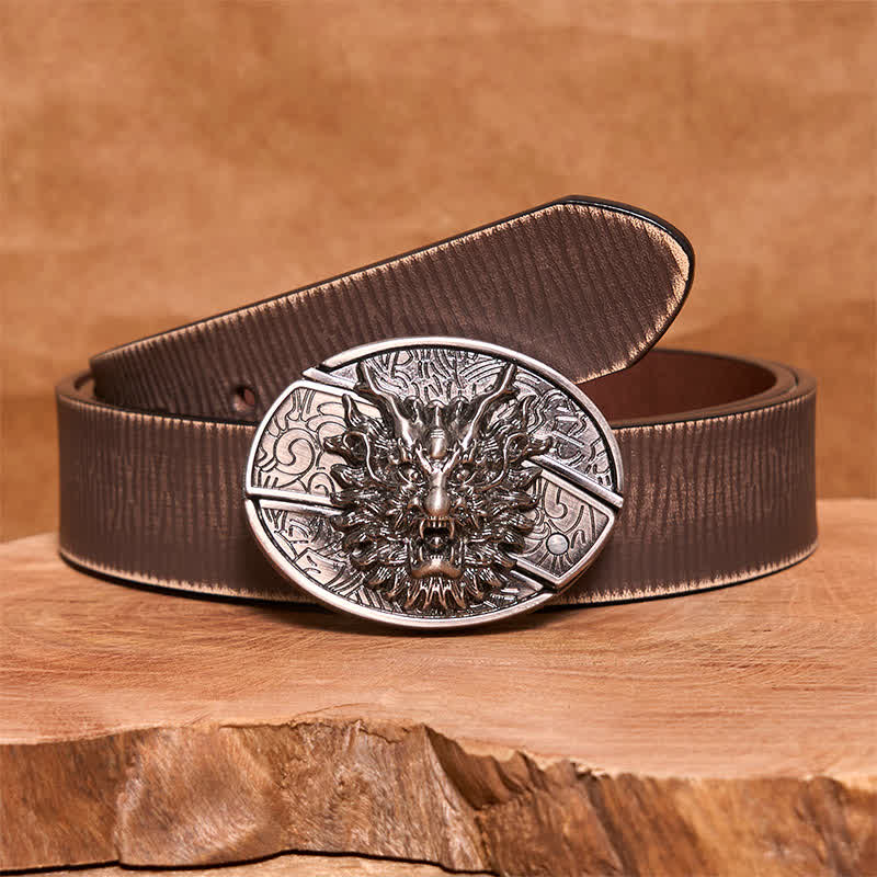 Ceinture en cuir pour homme avec couteau pliant caché Brave Dragon
