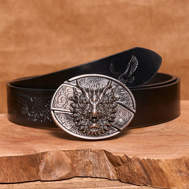 Ceinture en cuir pour homme avec couteau pliant caché Brave Dragon