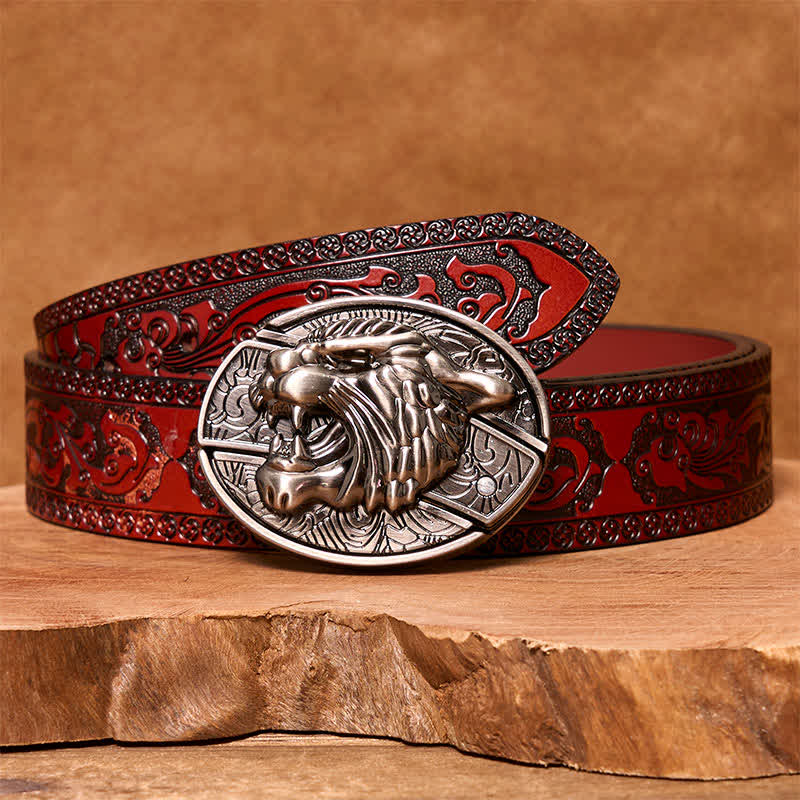 Ceinture en cuir pour homme avec couteau pliant caché Roaring Tiger