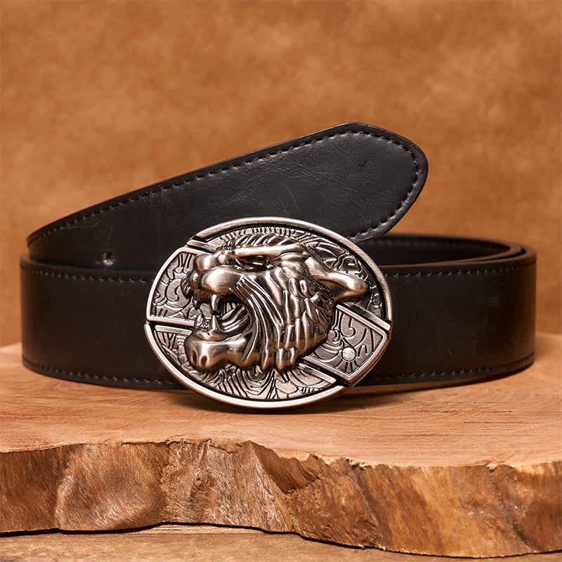 Ceinture en cuir pour homme avec couteau pliant caché Roaring Tiger