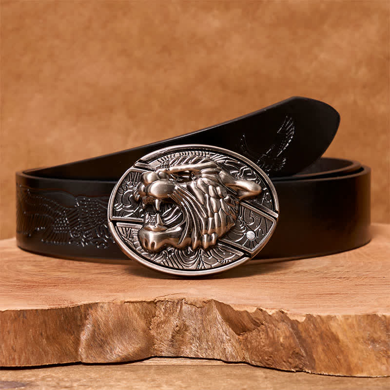 Ceinture en cuir pour homme avec couteau pliant caché Roaring Tiger