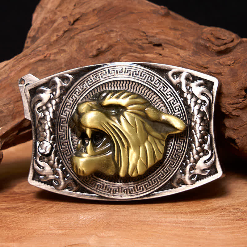 Ceinture en cuir pour homme avec couteau pliant caché tigre DIY - Tigre - Sans ceinture - Ceinture non incluse - image 0