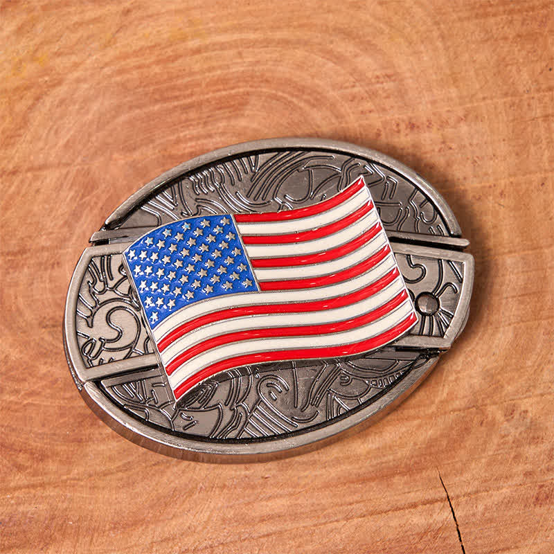 Ceinture en cuir pour homme avec couteau pliant caché et drapeau américain