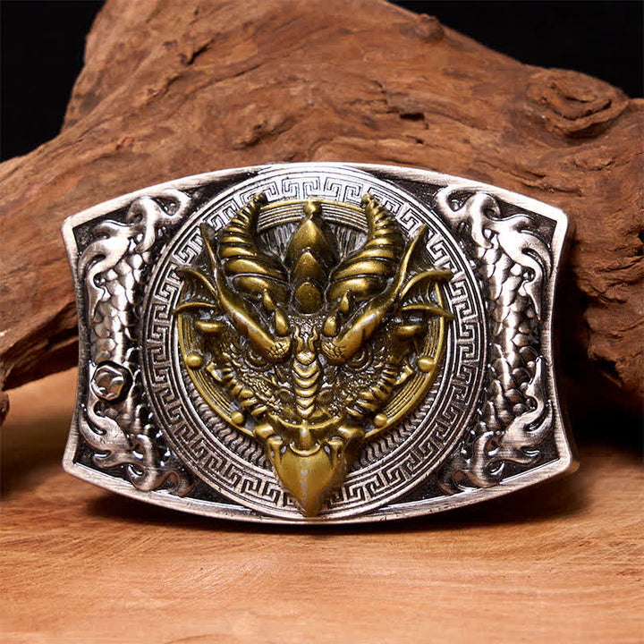 Ceinture en cuir pour homme avec couteau pliant caché et dragon à bec pointu