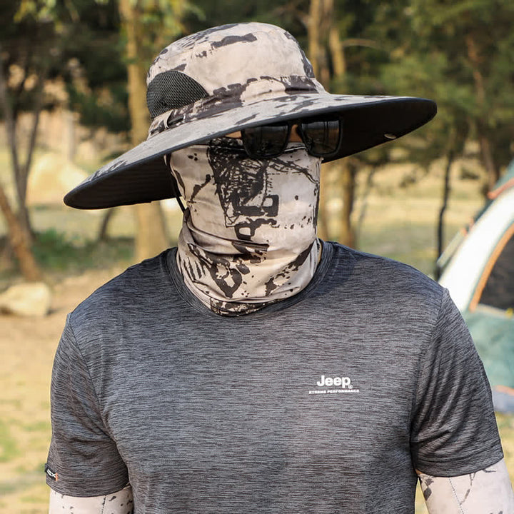 Lot de 2 chapeaux bobs à large bord et motif camouflage pour homme