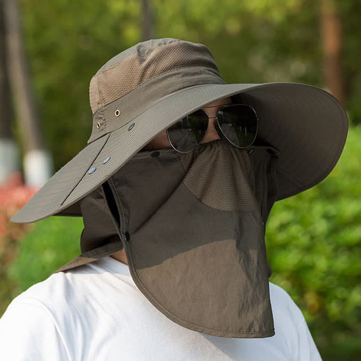 Chapeau bob pliable à large bord et cache-cou amovible pour homme