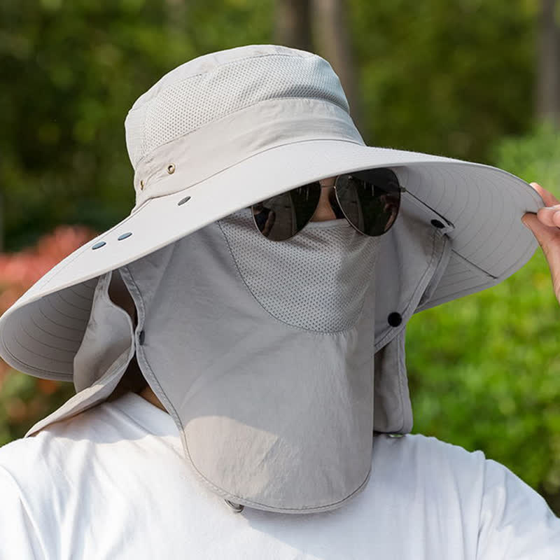 Chapeau bob pliable à large bord et cache-cou amovible pour homme