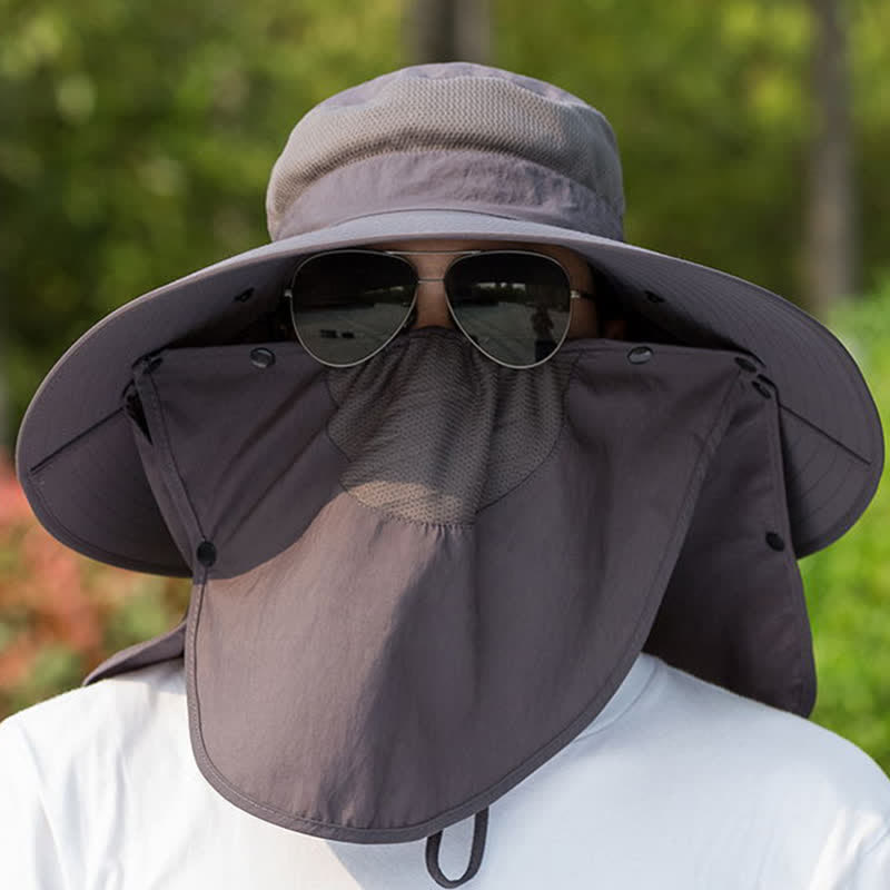 Chapeau bob pliable à large bord et cache-cou amovible pour homme