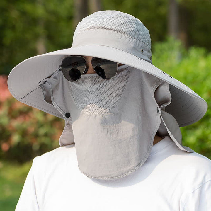 Chapeau bob pliable à large bord et cache-cou amovible pour homme
