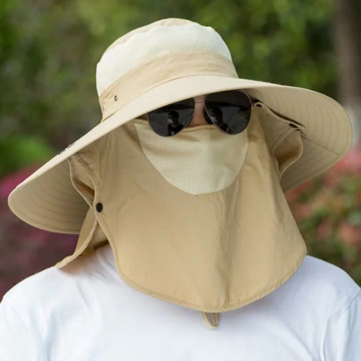 Chapeau bob pliable à large bord et cache-cou amovible pour homme