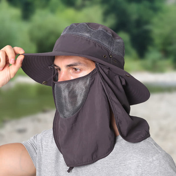 Chapeau de pêcheur avec protection solaire et voile en maille