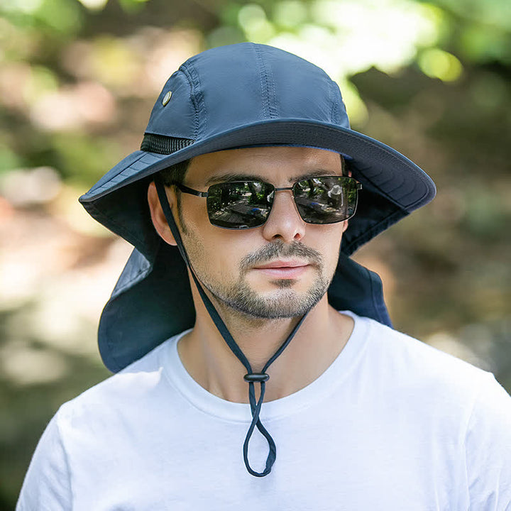 Chapeau bob à large bord avec rabat pour le cou