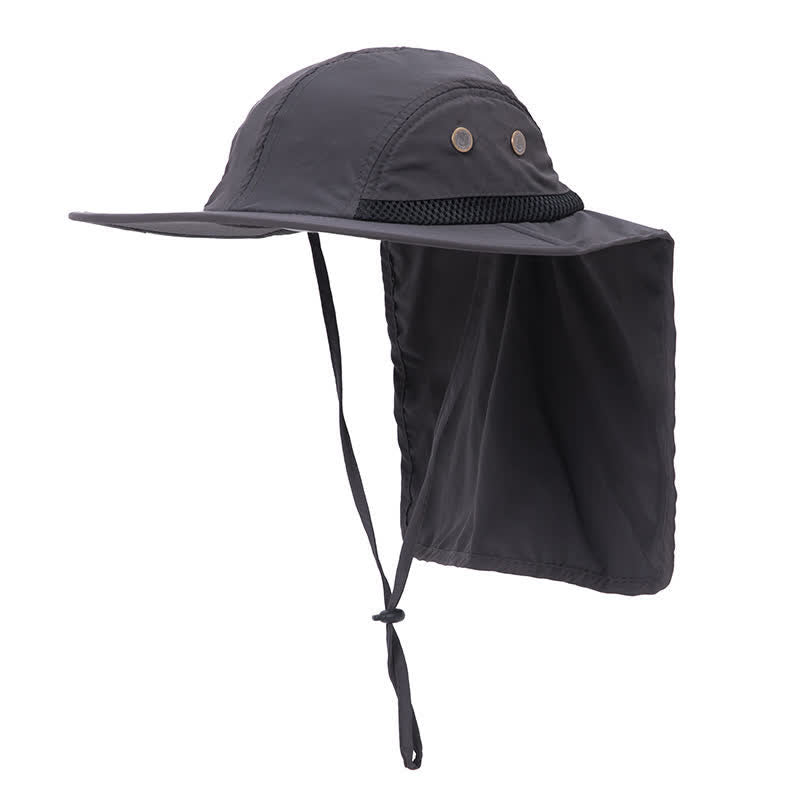 Chapeau bob à large bord avec rabat pour le cou